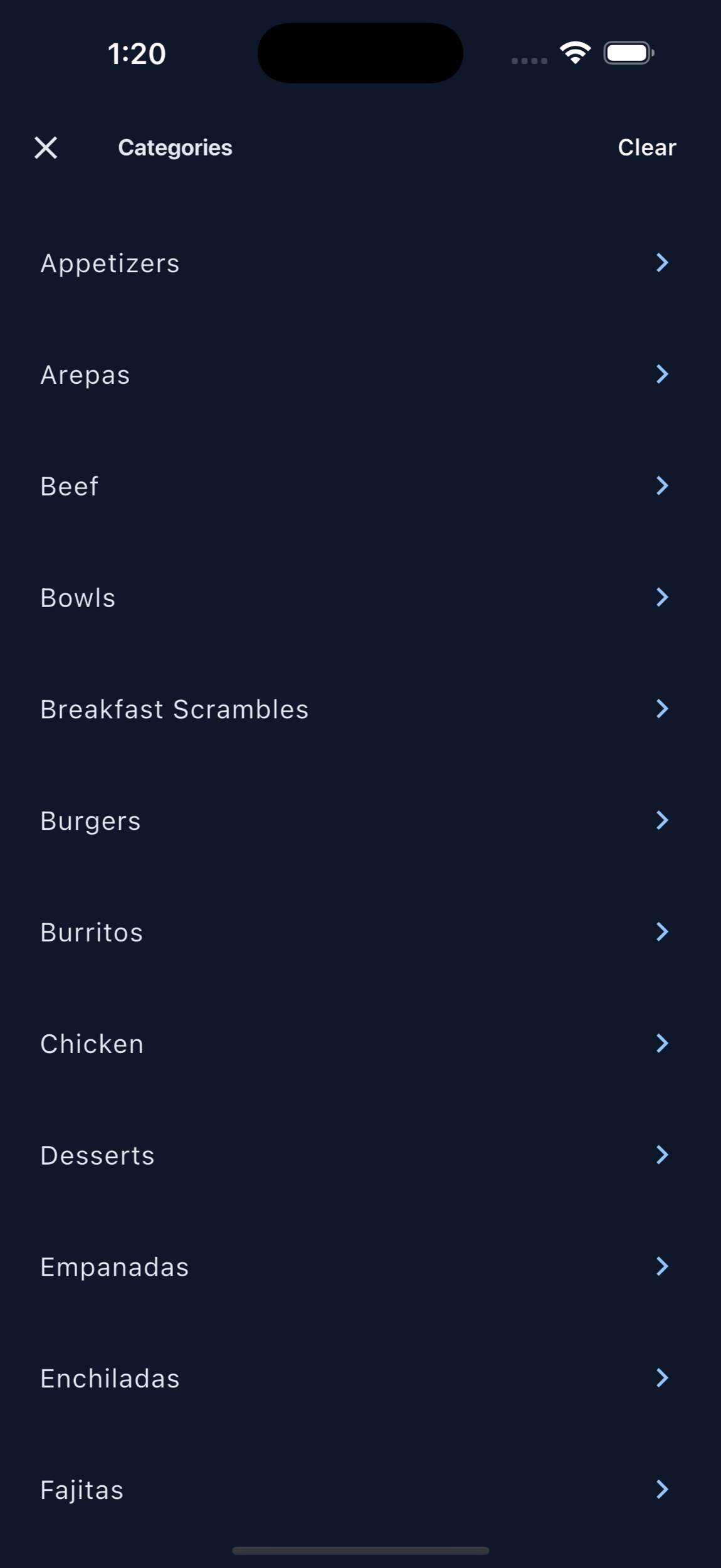 MenuScouter screen for adding a dish review and choosing a food category