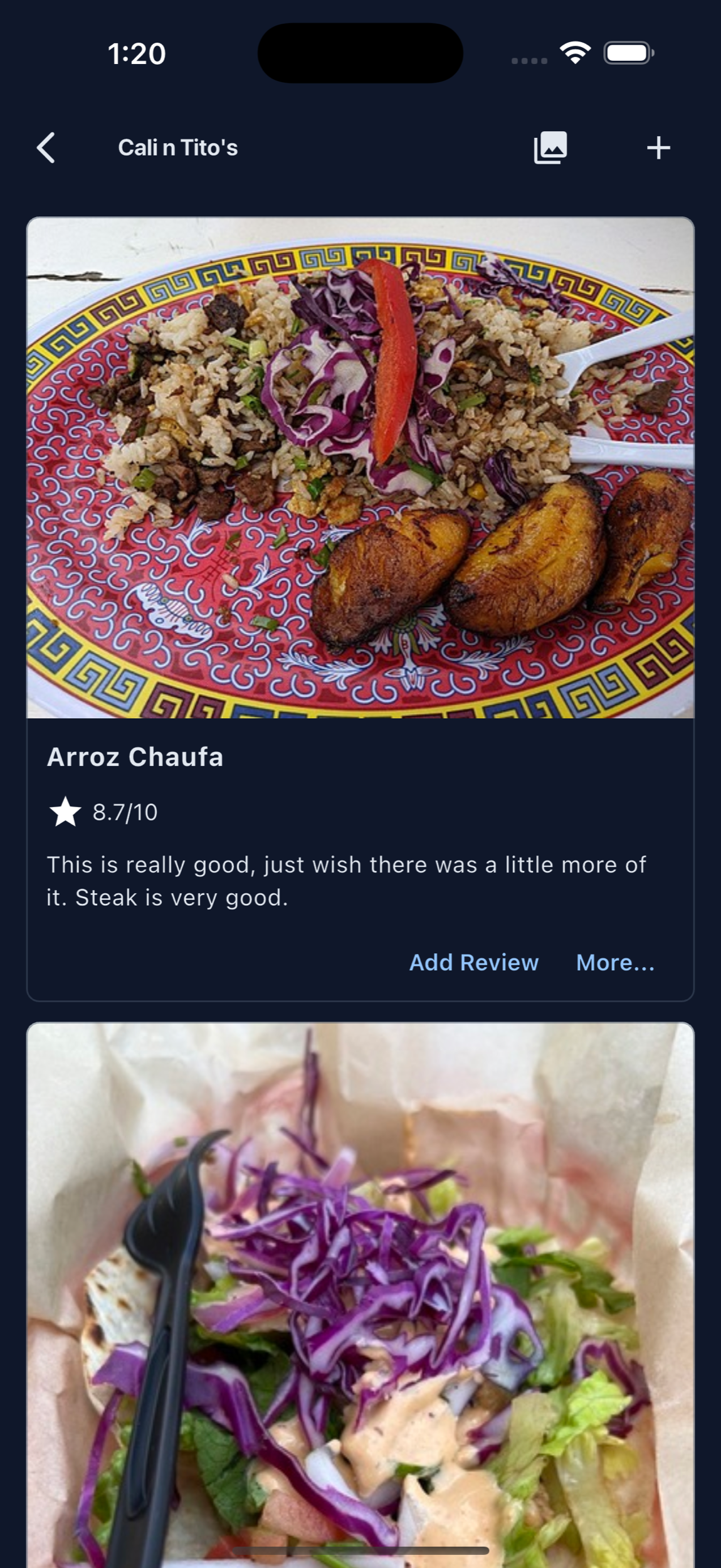 MenuScouter restaurant page with dishes, ratings, and food photos