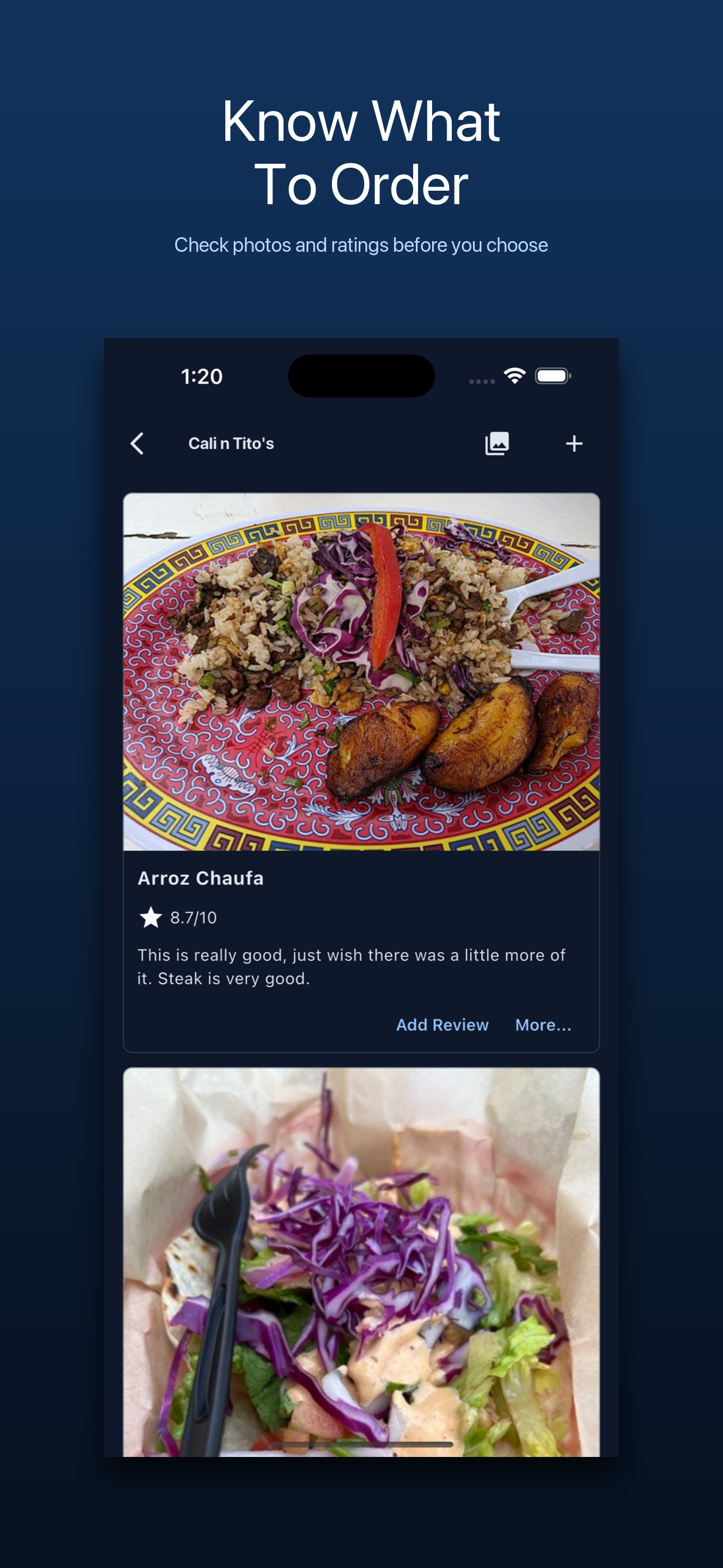 MenuScouter screenshot helping diners know what to order